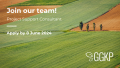 Green field with orange soil with text over it - Join our team! Project Support Consultant, Apply by 8 June 2024, GGKP